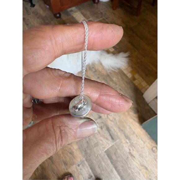 Necklace, Green Malachite Crystal Pendant, Sterling Silver, Handmade, Artisan, - Picture 4 of 6